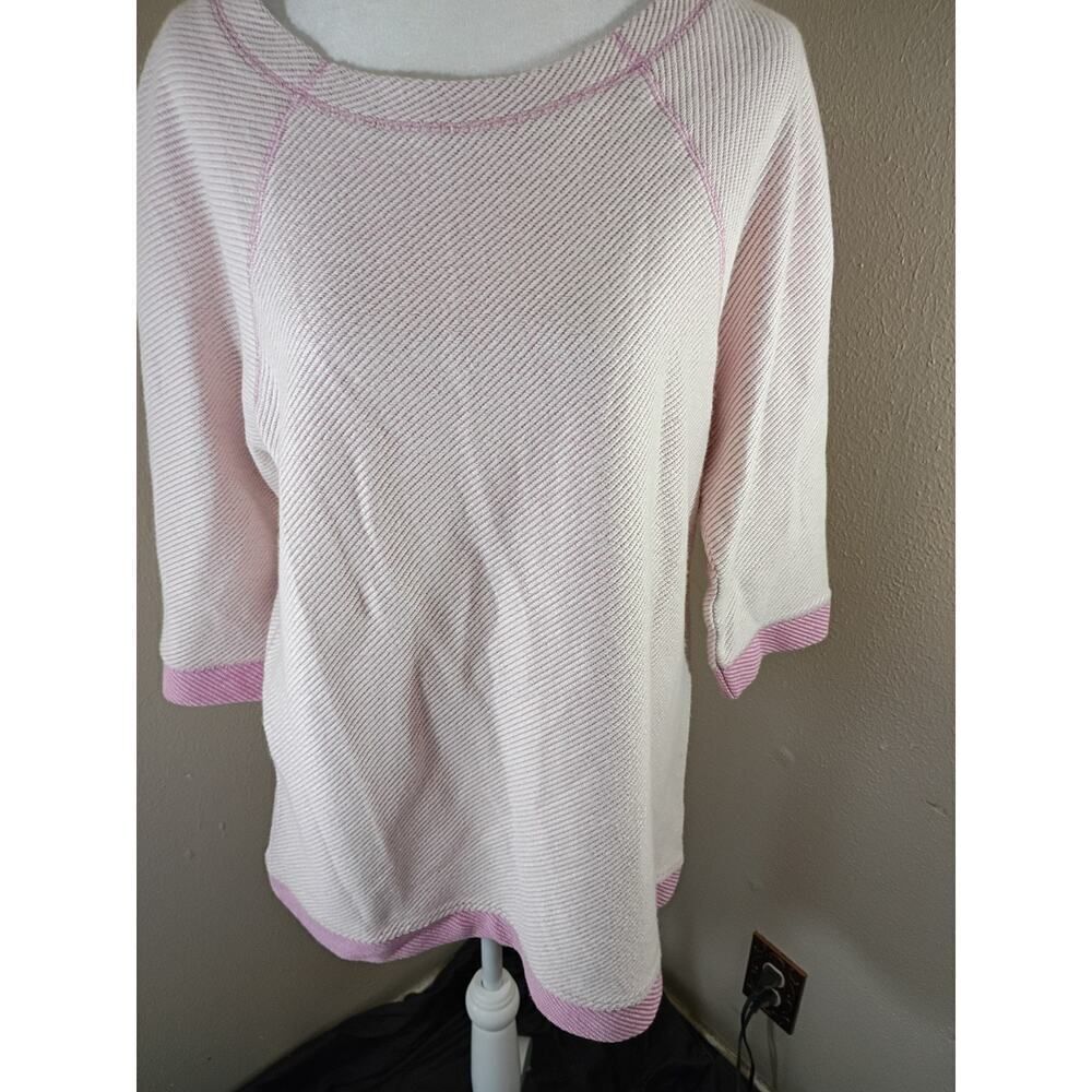 Soft Surroundings Top the Pool Tunic Pink White Stripes Sz M Beach Casual